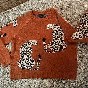 Vici Rust Leopard Print Sweater